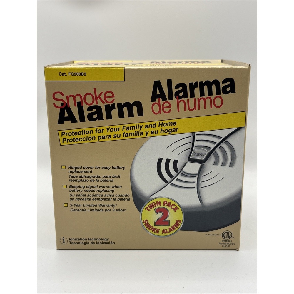 Family Gard Smoke Alarm 2 Pack Battery Operated White FG200B2